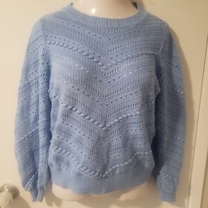 LOFT Light Blue Textured Knit Sweater